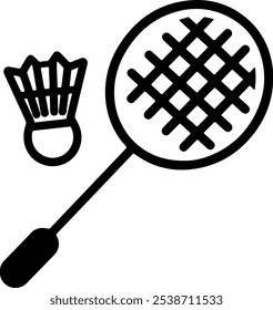Badminton icon vector black and white background
