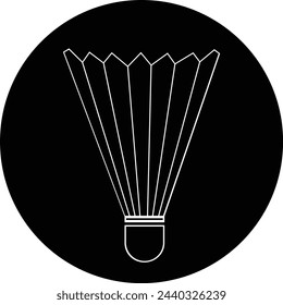 icono de bádminton plantillas de diseño vectorial línea blanca sobre fondo negro