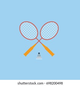 Badminton icon Vector Illustration on the Sky blue background.