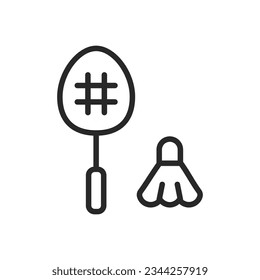 Badminton Icon. Vector Illustration of Badminton Racket and Shuttlecock for Sports and Recreation. Badminton Game Gear Sign.