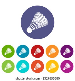 Badminton icons color set vector for any web design on white background