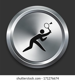 Badminton Icons on Metallic Button Collection