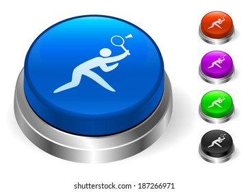 Badminton Icons on Round Button Collection