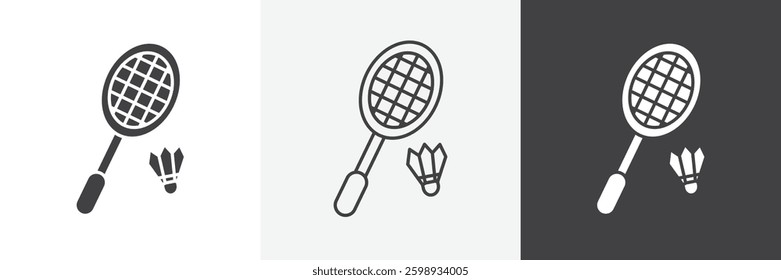 Badminton icons in Thin line black color. flat simple vector symbols illustration.