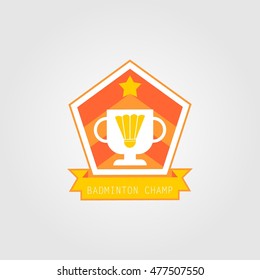 Badminton labels, emblem, logo and icons set.. Vector Illustration