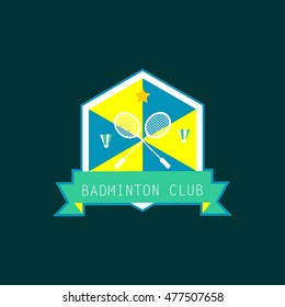 Badminton labels, emblem, logo and icons set.. Vector Illustration