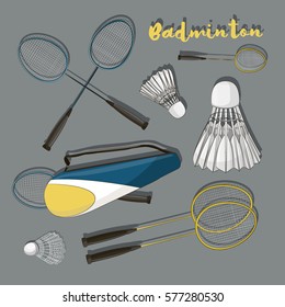 Badminton labels and icons set