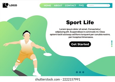 Badminton landing page design vector