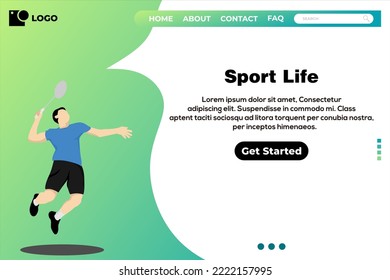 Badminton landing page design vector