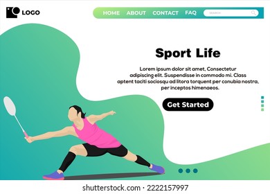 Badminton landing page design vector
