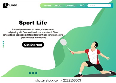 Badminton-Landeseitendesign-Vektorgrafik
