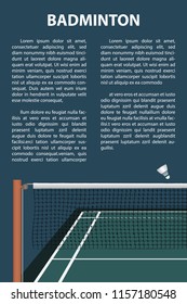 Badminton layout template for brochure or pages. Vector. illustration 3D.