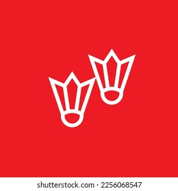 Badminton line icon, graphics resource template, vector illustration.