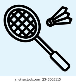 Badminton line icon. Racket and shuttlecock. Sport vector design concept, outline style pictogram on white use for and app. Eps 10.