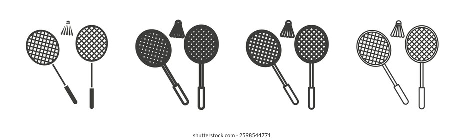 Badminton line icon vector illustration set.