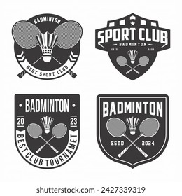 Badminton logo collection, emblem set collection. American Badminton logo badge template pack
