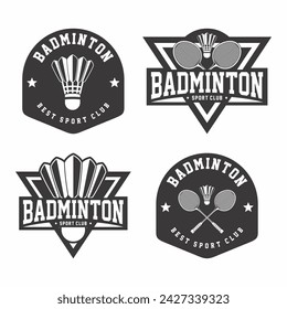 Badminton logo collection, emblem set collection. American Badminton logo badge template pack
