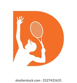 Badminton Logo combine with letter D vector template