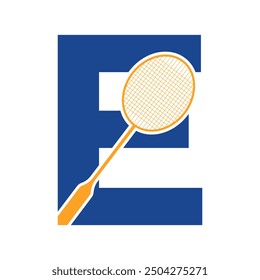  Badminton Logo combine with letter E vector template