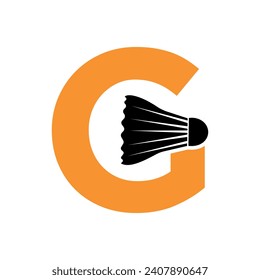 Badminton Logo combine with letter G vector template