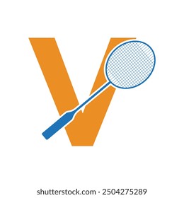  Badminton Logo combine with letter V vector template