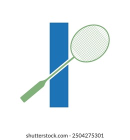  Logotipo de bádminton combinado con la letra I Vector Plantilla