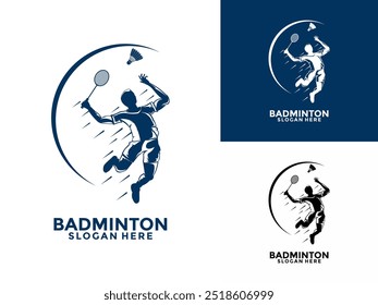 Badminton logo design icon .Badminton sport logo template vector, Sport club badminton logo with Player concept