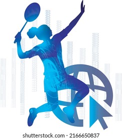 Badminton logo design. Sport science technology concept. Vector illustration.