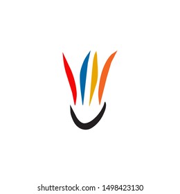 Badminton logo design template with shuttlecock icon vector symbol