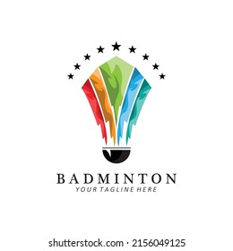 Badminton logo design, vector icon for athletics competitions