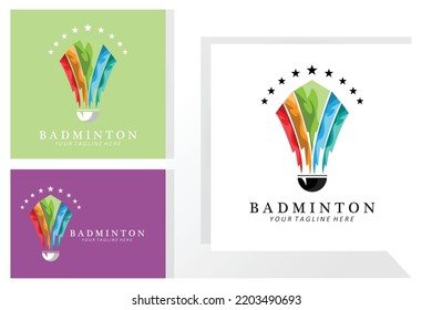 Badminton logo design, vector icon for athletics competitions