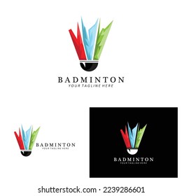 Badminton logo design, vector icon for athletics competitions