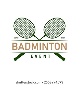 Badminton Logo Design,Sport Tournament,Racket Vector Simple Illustration