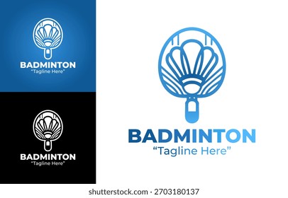 Identidad empaquetada de acción dinámica de logotipo de bádminton