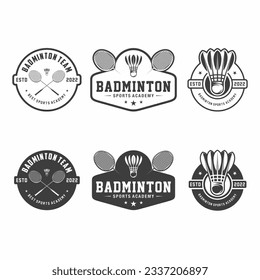 Badminton logo, emblem set collection, design template on light background