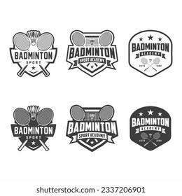 Badminton logo, emblem set collection, design template on light background