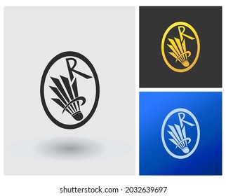 Monograma del logotipo de Badminton Letra R diseño moderno