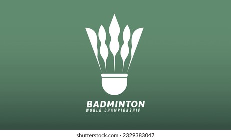 Badminton logo on green background badminton court indoor badminton sports wallpaper ,  illustration Vector EPS 10
