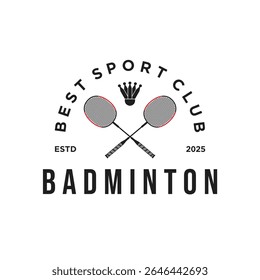 Logotipo de badminton, raquete e peteca, design minimalista, para esportes de badminton