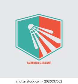 badminton logo with shuttlecock illustration.