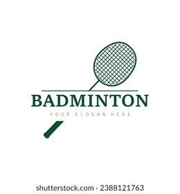 Badminton Logo, Simple Badminton Racket Design, Retro Vintage Minimalist Sports Concept