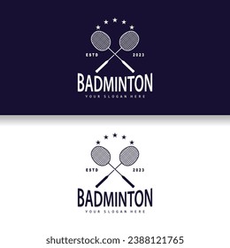 Badminton Logo, Simple Badminton Racket Design, Retro Vintage Minimalist Sports Concept