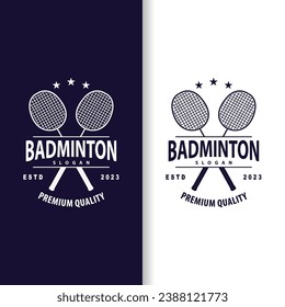 Badminton Logo, Simple Badminton Racket Design, Retro Vintage Minimalist Sports Concept
