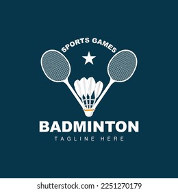 Badminton Logo, Sport Game Vector With Shuttlecock Racket, Sport Branch Design, Template Icon