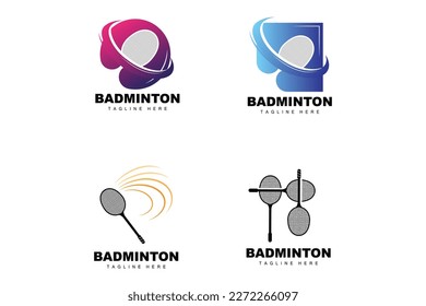 Badminton Logo, Sport Game Vector With Shuttlecock Racket, Sport Branch Design, Template Icon
