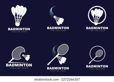 Badminton Logo, Sport Game Vector With Shuttlecock Racket, Sport Branch Design, Template Icon