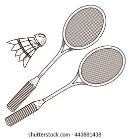 Badminton logo. Sport, hobbies, outdoor recreation outline illustration.