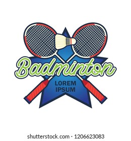 badminton logo with text space for your slogan / tag line, vector illustration