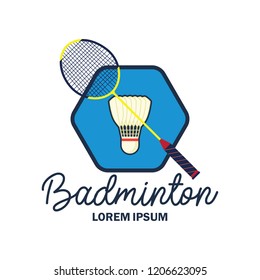 badminton logo with text space for your slogan / tag line, vector illustration