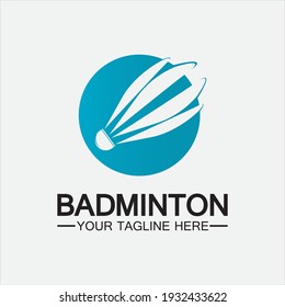Badminton Logo vector icon illustration design template.Badminton Shuttlecock icon logo.Badminton sport logo template vector. Sport club logo concept